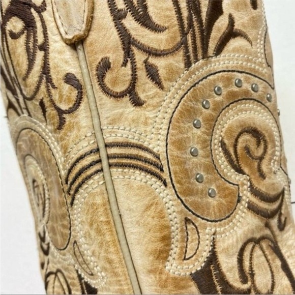 Sterling River Tan and Brown Embossed Leather Heeled Boots - Picture 13 of 13